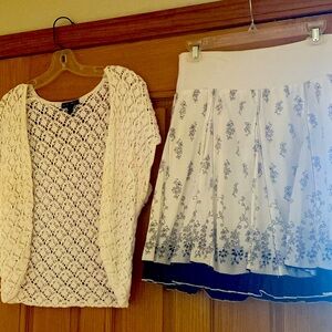 Joe Benbasset White Skirt with Brown Floral Design